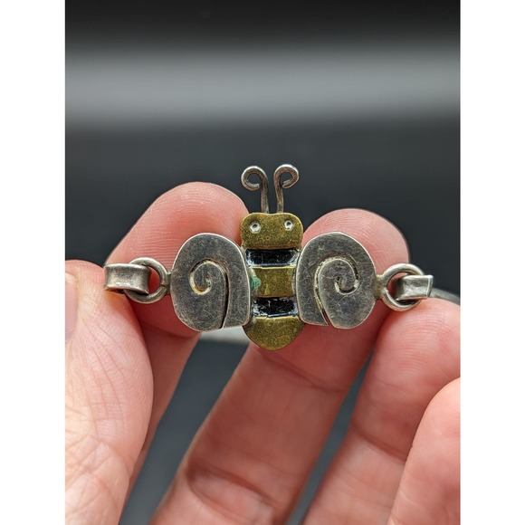 Vintage 925 Sterling Silver Mexico Marked MM-190 Bumble Bee Cuff Bracelet - Picture 7 of 10